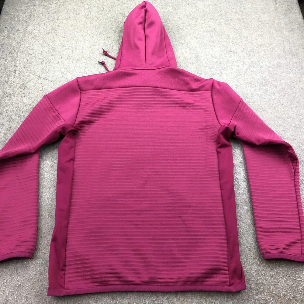 Adidas Hoodie Mens Medium Pink Pullover Fleece Sweatshirt Cold RDY Zip Pockets